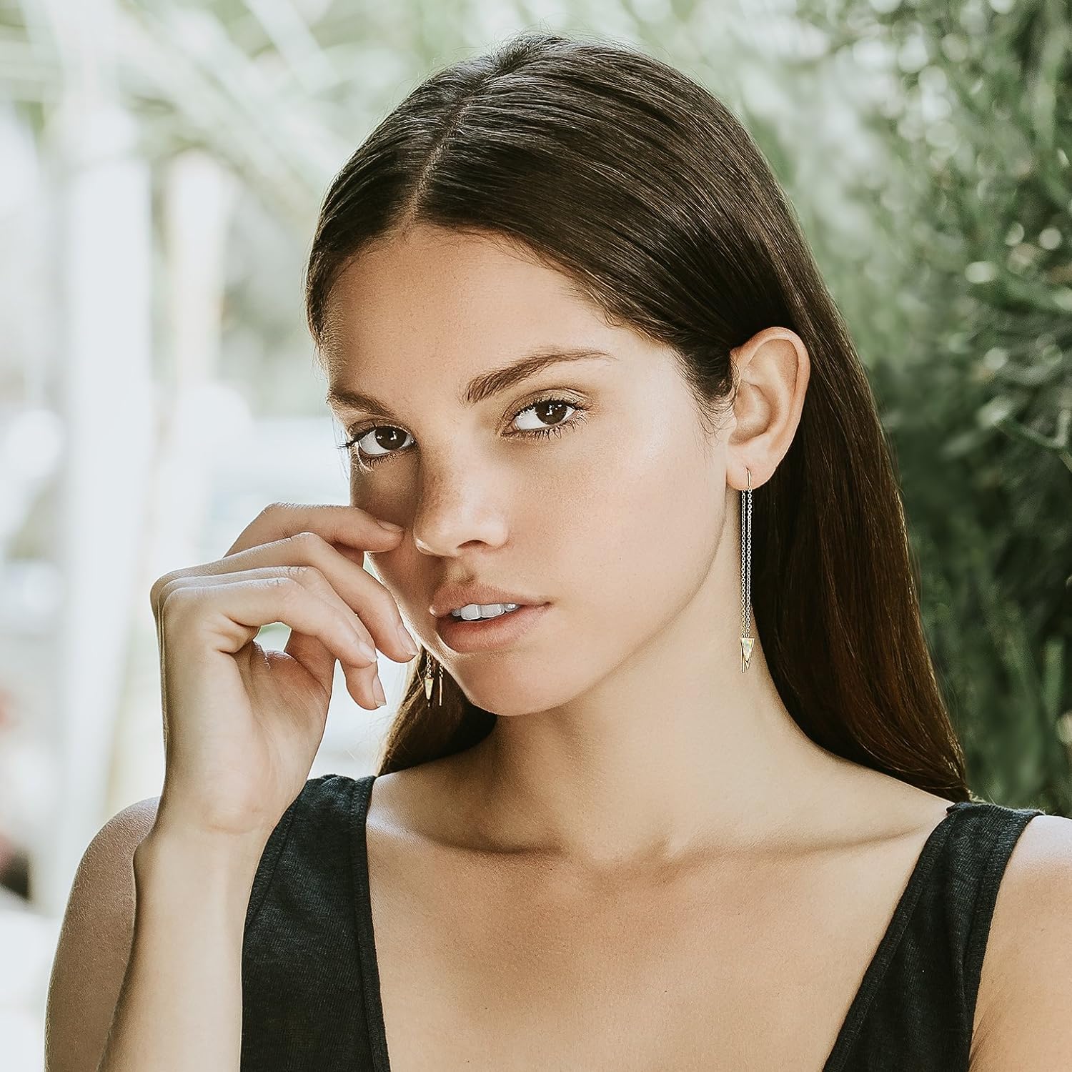 14K Gold Chain Earrings for Women, Gold Threader Earrings for Women | Double Piercing Earrings, | Gold Drop Earrings, Dangle Earrings, Long Earrings for Women, Travel Accessories for Women, Spring Earrings