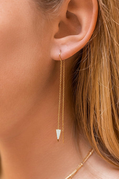 14K Gold Chain Earrings for Women, Gold Threader Earrings for Women | Double Piercing Earrings, | Gold Drop Earrings, Dangle Earrings, Long Earrings for Women, Travel Accessories for Women, Spring Earrings